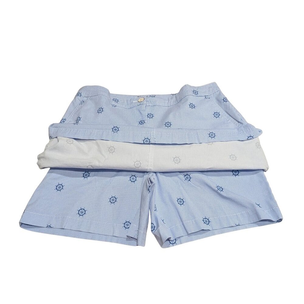 Karen Scott Nautical Ship Wheel Skort Size 8 Blue White Cotton Stretch - Picture 4 of 6